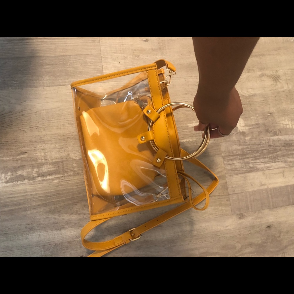 Clear and mustard purse